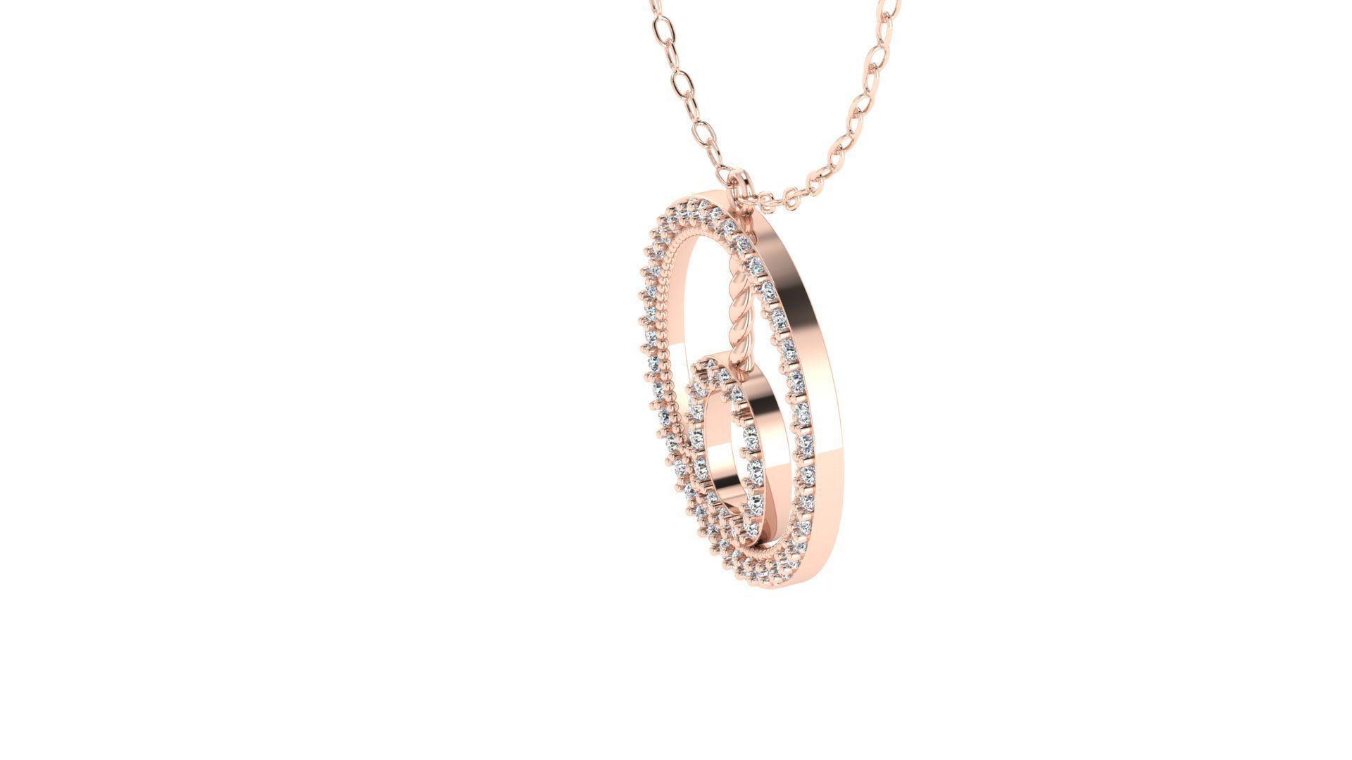 Alphabet Round Pendant with Diamond O 3D print model_7