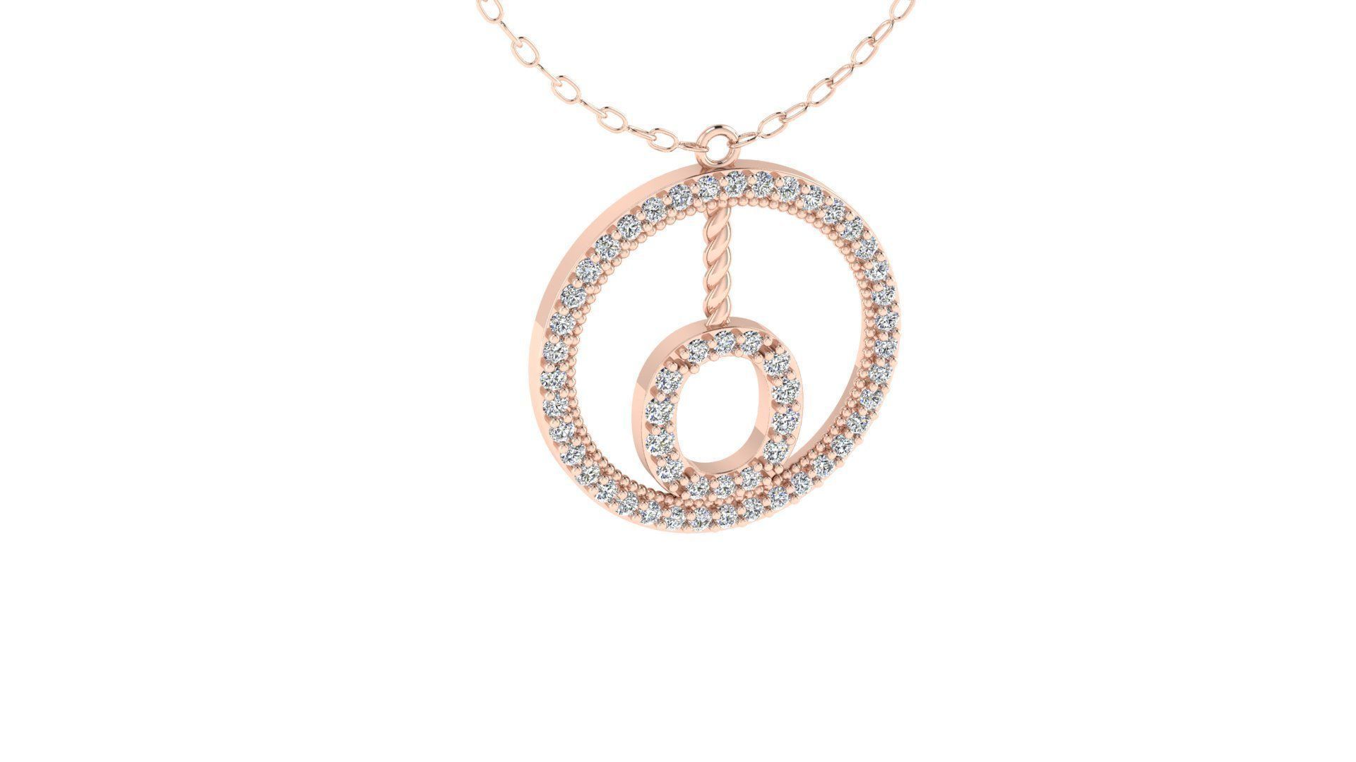Alphabet Round Pendant with Diamond O 3D print model_6