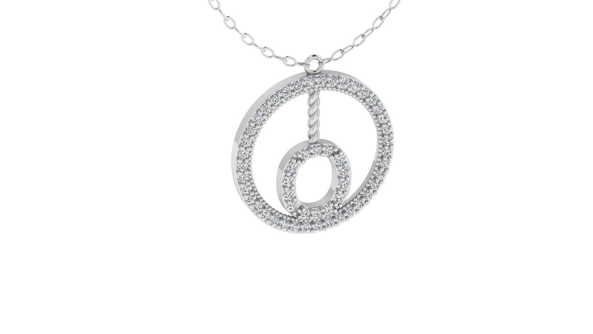 Alphabet Round Pendant with Diamond O 3D print model_12