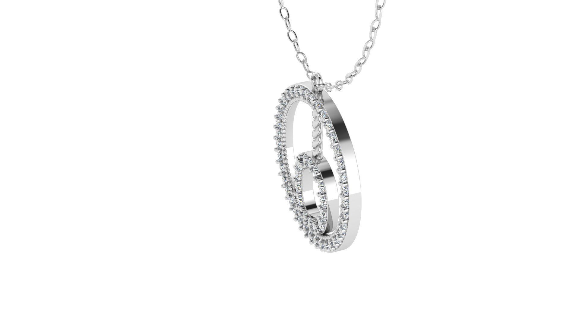 Alphabet Round Pendant with Diamond O 3D print model_4