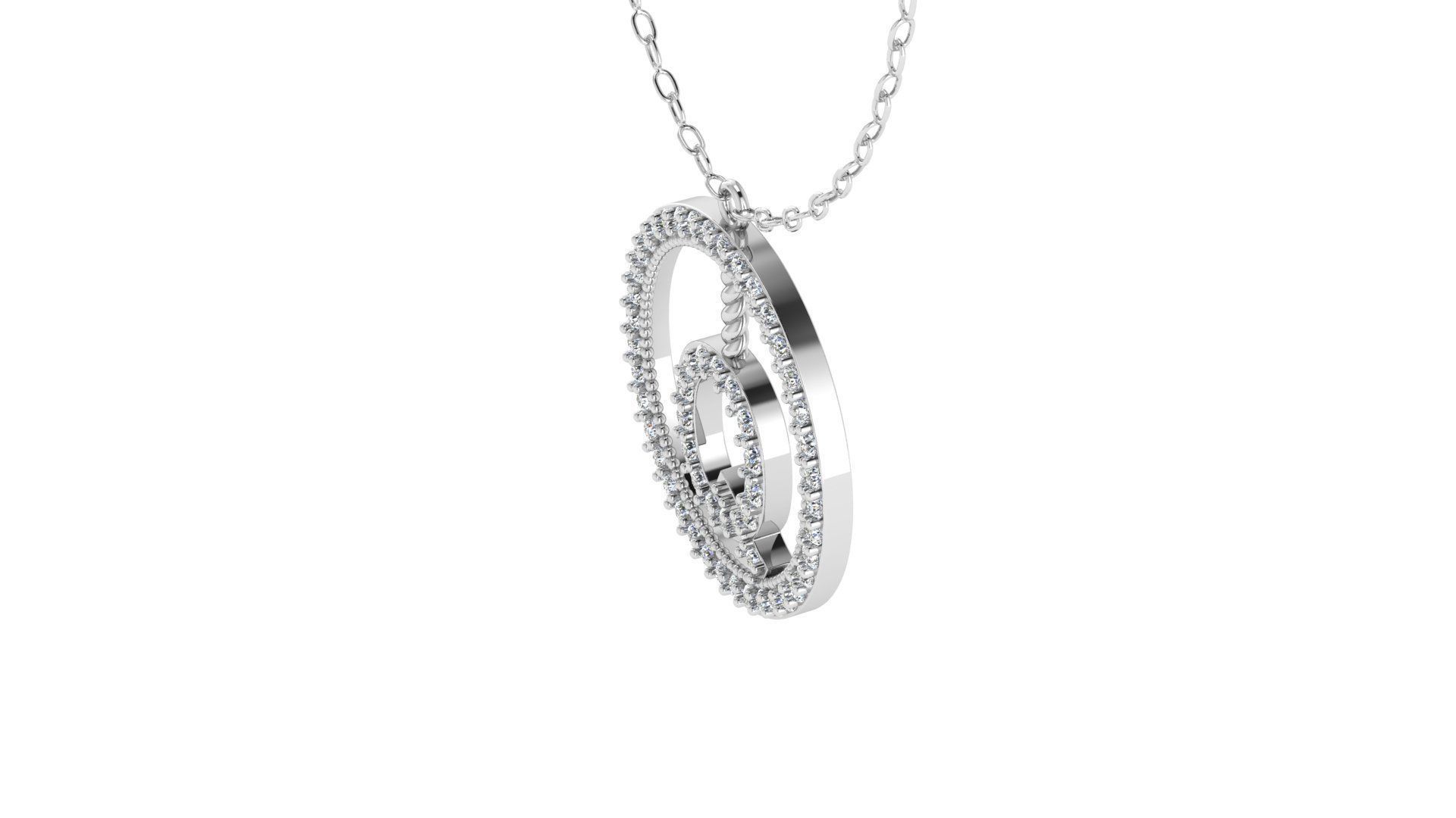 Alphabet Round Pendant with Diamond Q 3D print model_14