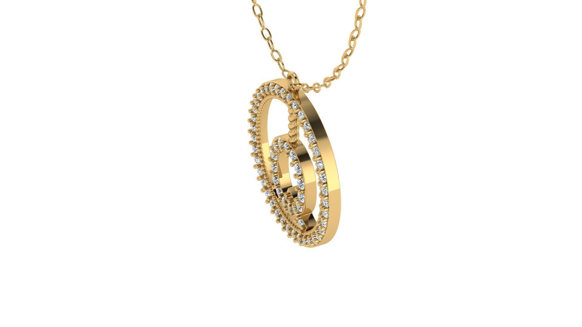 Alphabet Round Pendant with Diamond Q 3D print model_5
