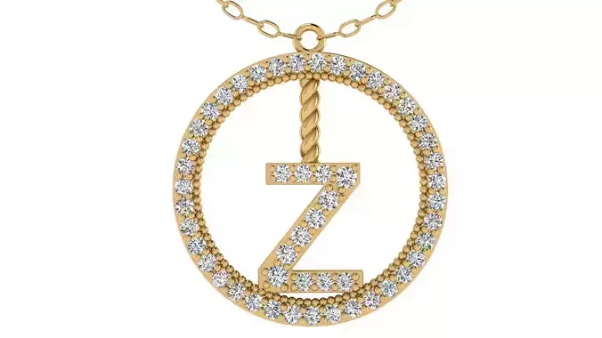 Alphabet Round Pendant with Diamond Z