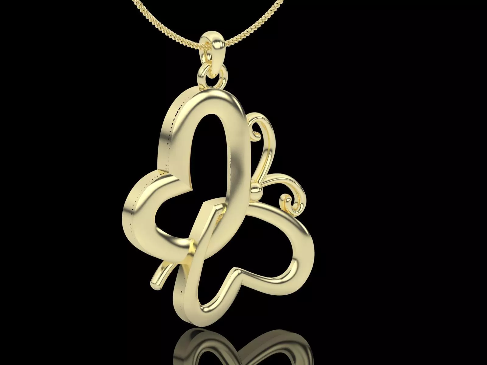 fashion pendant butterfly pendant silver gold 3D print model