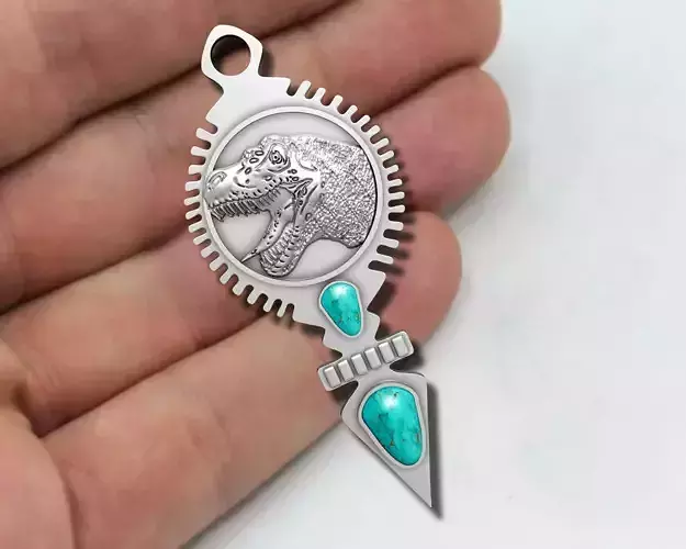 DINOSAUR PENDANT WITH AMERICAN TURQUOISE