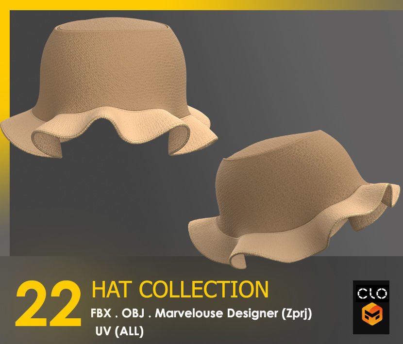 22 HAT COLLECTION - MALE AND FEMALE 3D model_14