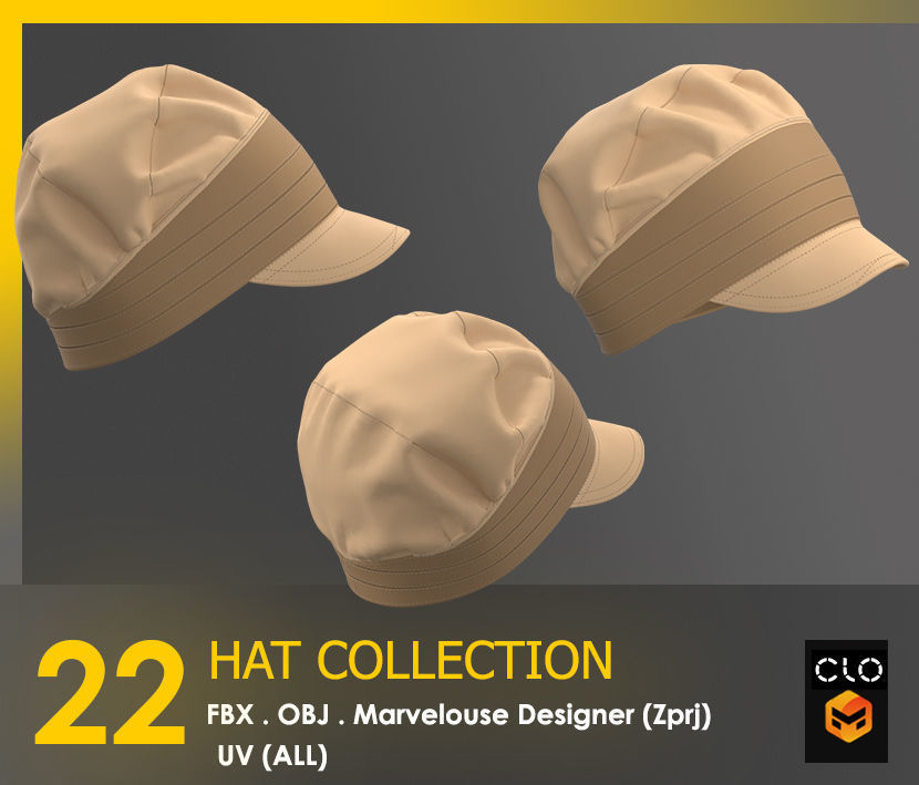 22 HAT COLLECTION - MALE AND FEMALE 3D model_8
