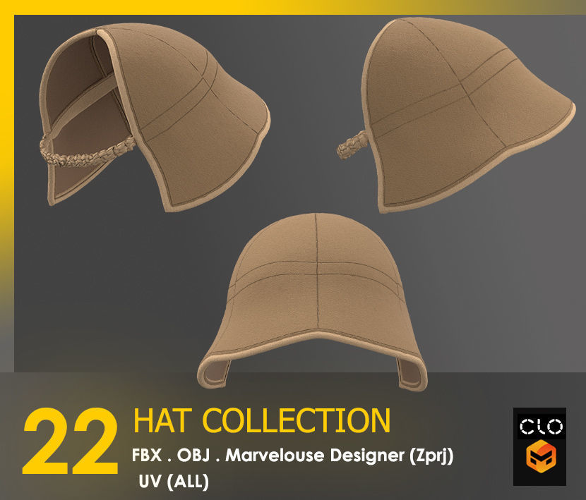 22 HAT COLLECTION - MALE AND FEMALE 3D model_7