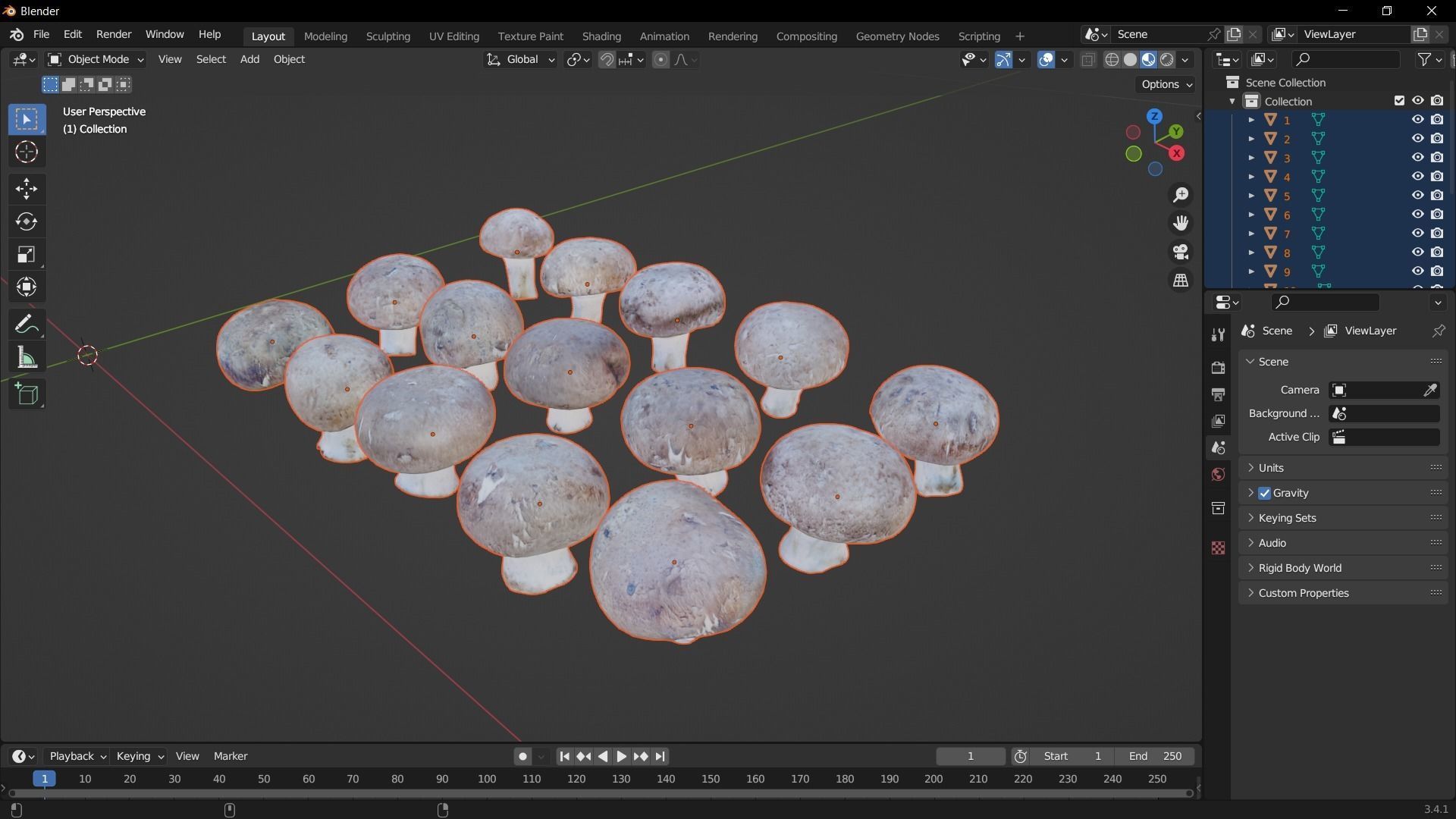 Brown Mushroom Scan Set Low-poly 3D model_52