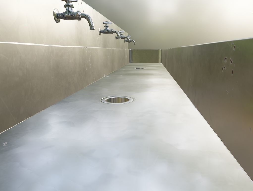 Japanese Multi-Station Wash Up Sink Low-poly 3D model_14