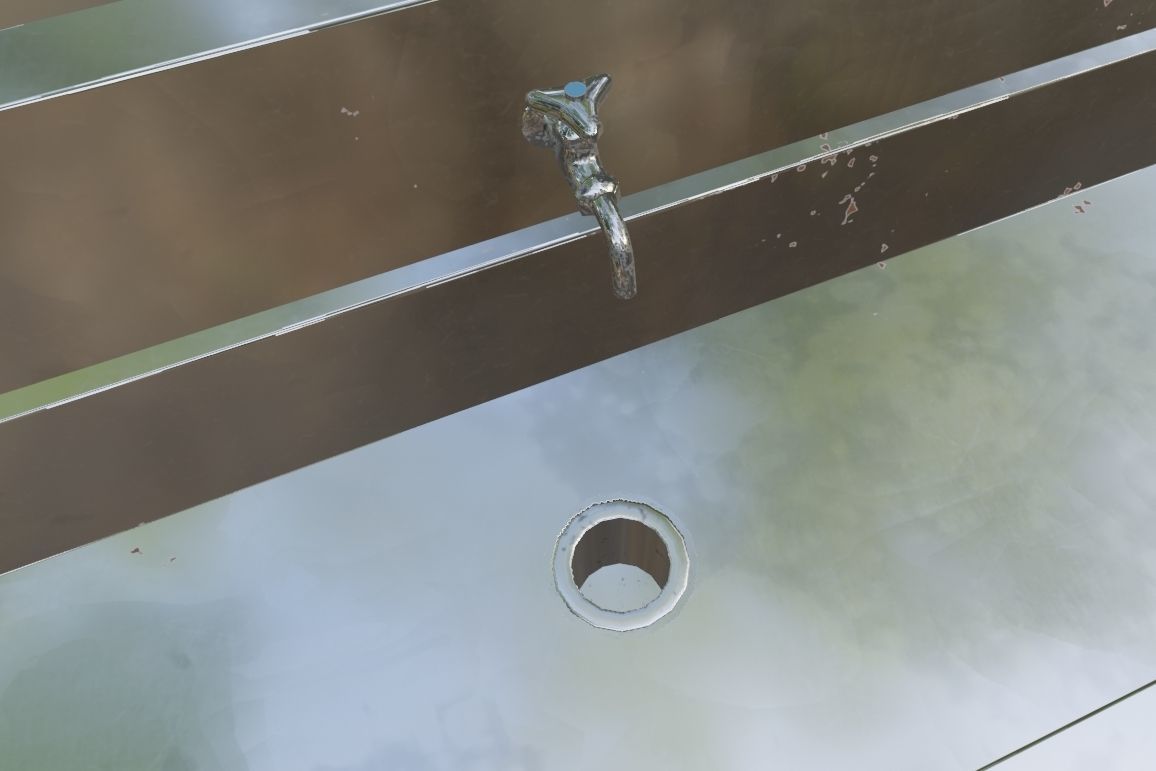 Japanese Multi-Station Wash Up Sink Low-poly 3D model_6