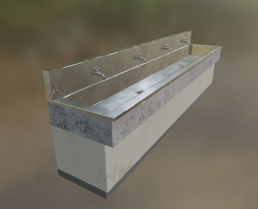 Japanese Multi-Station Wash Up Sink Low-poly 3D model_10