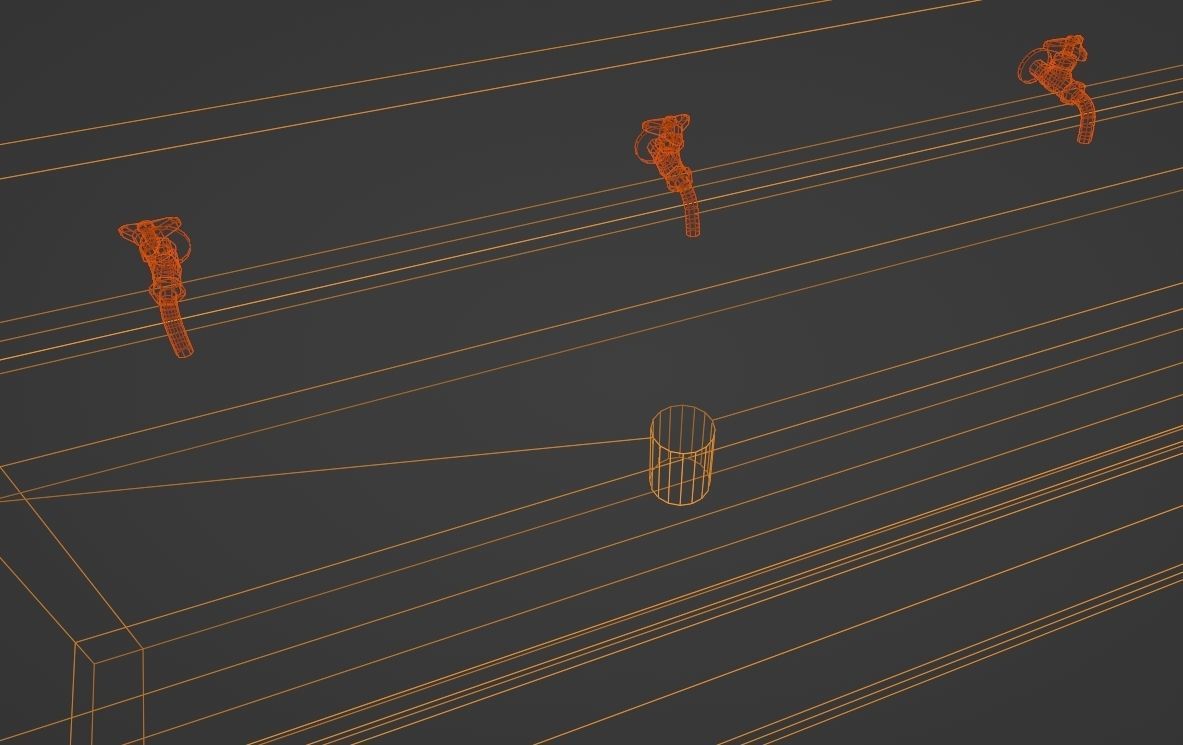 Japanese Multi-Station Wash Up Sink Low-poly 3D model_4