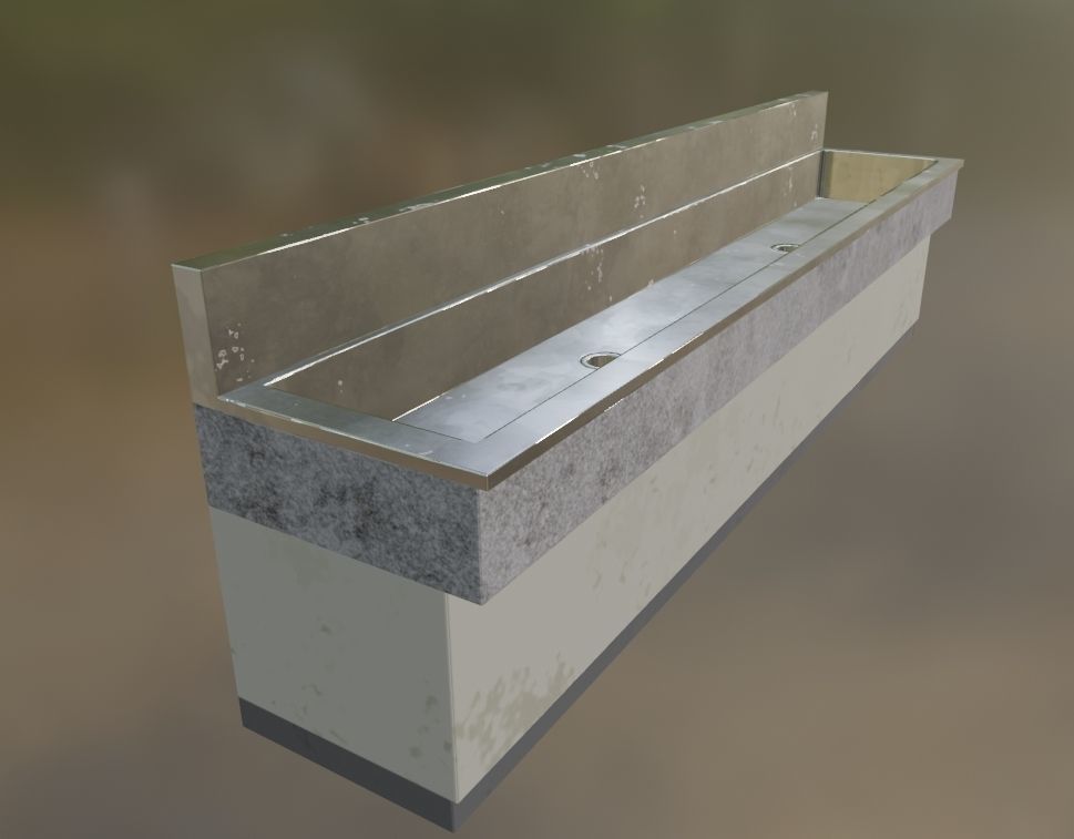 Japanese Multi-Station Wash Up Sink Low-poly 3D model_9