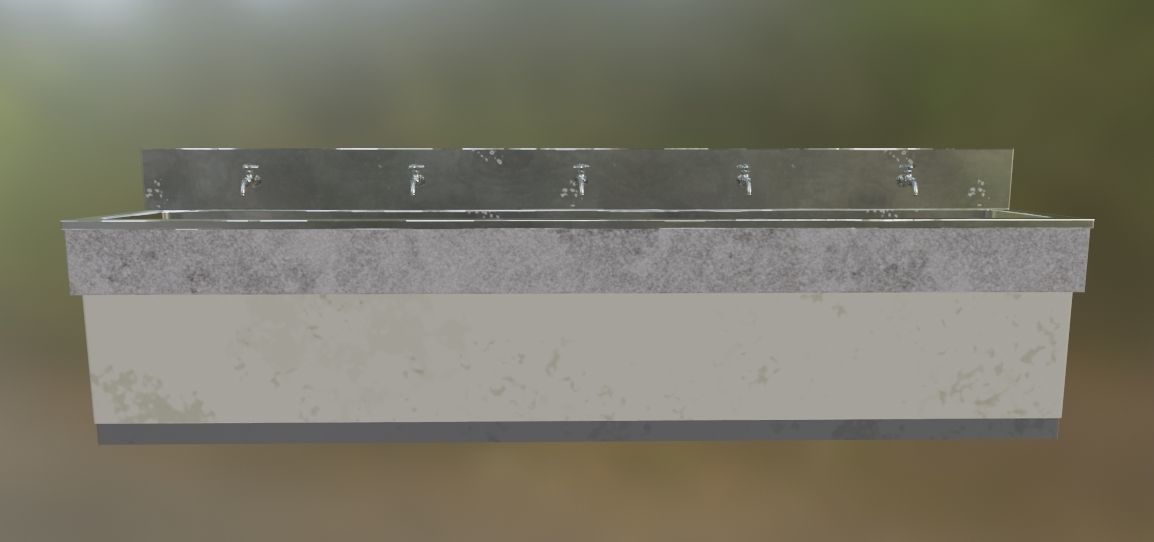 Japanese Multi-Station Wash Up Sink Low-poly 3D model_1