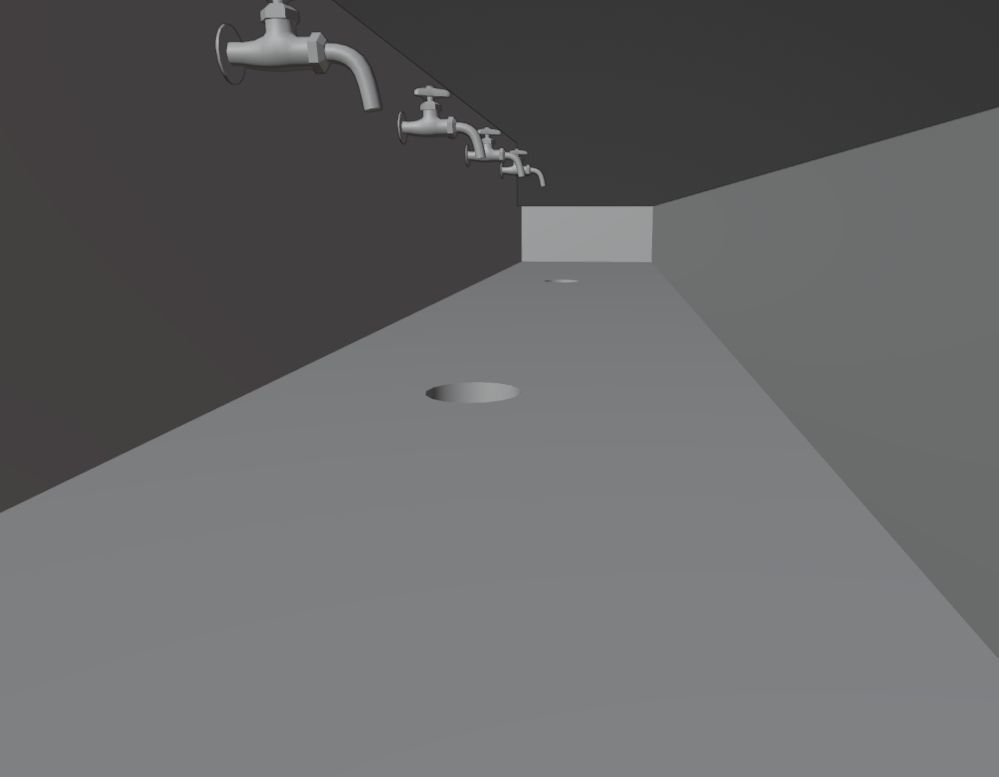 Japanese Multi-Station Wash Up Sink Low-poly 3D model_15