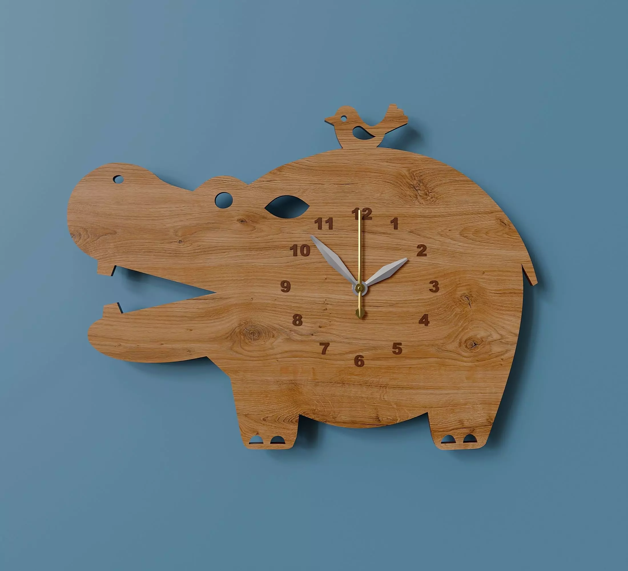 Childrens wooden wall clock Low-poly 3D model