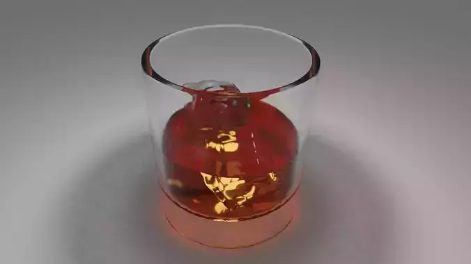 glass with ice and whiskey