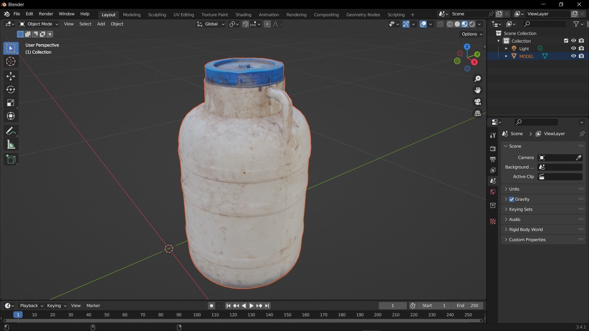 Plastic Drum Blue Cap Scan Low-poly 3D model_33