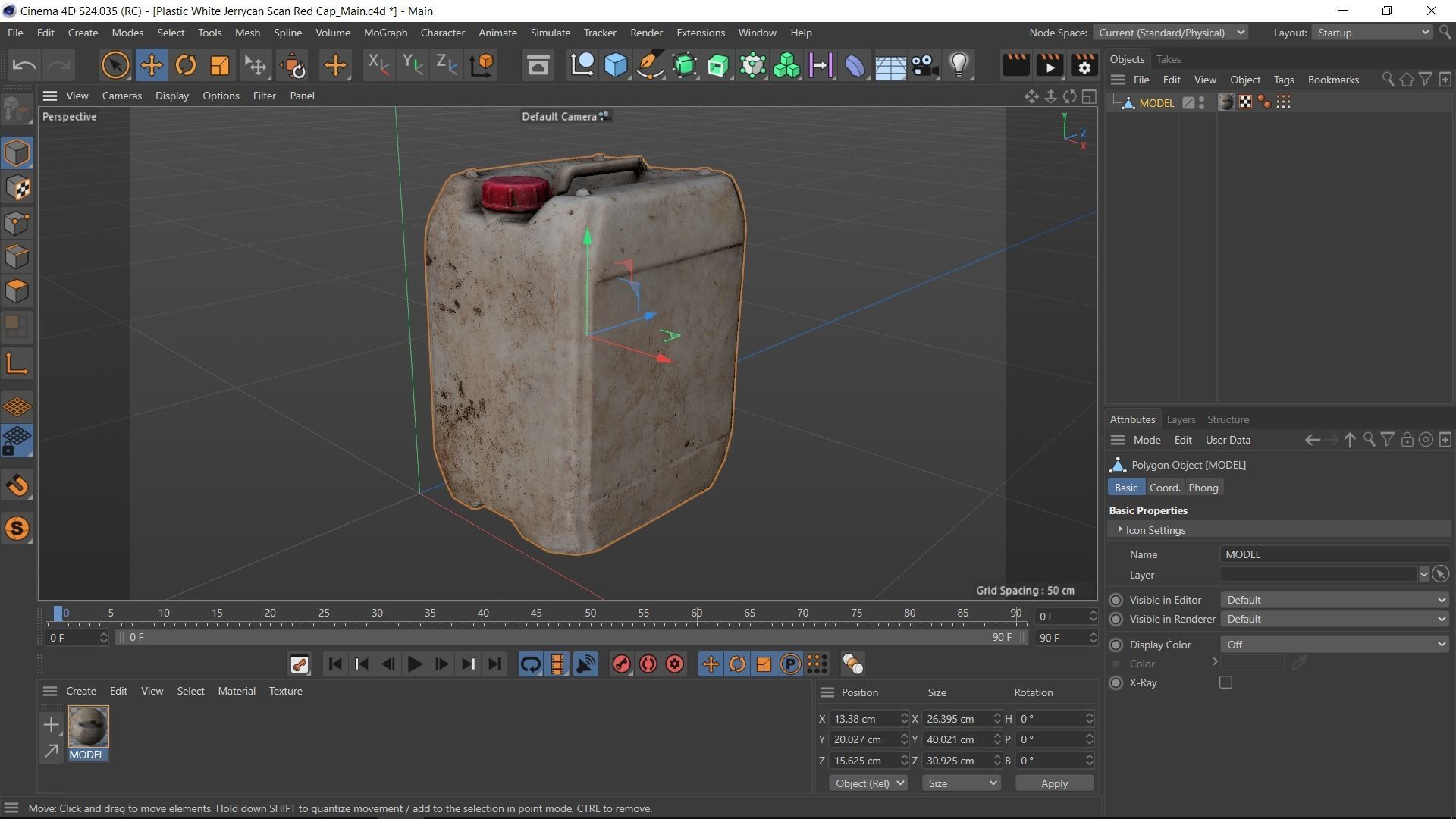 Plastic White Jerrycan Red Cap Scan Low-poly 3D model_33
