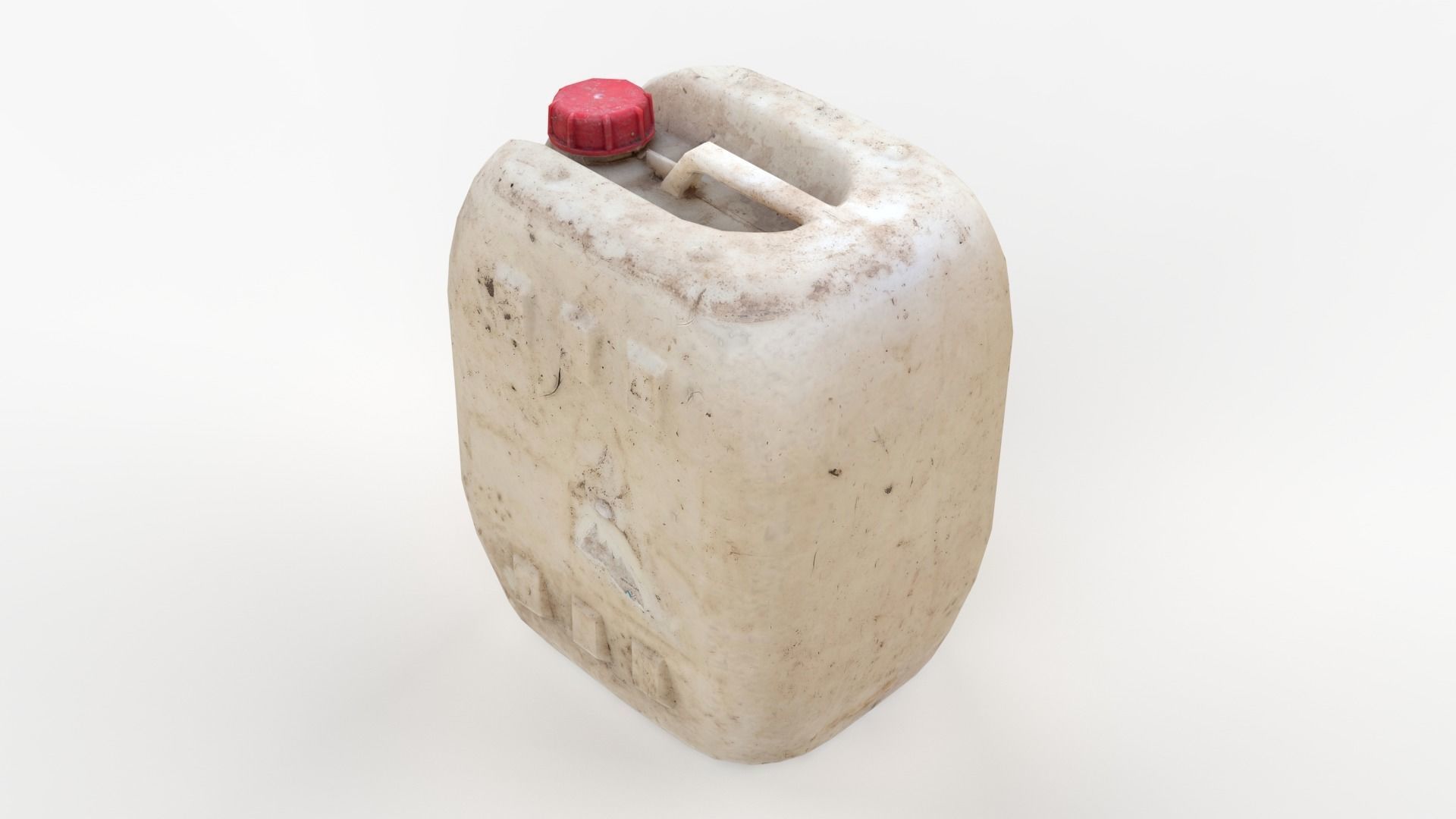 Plastic White Jerrycan 2 Red Cap Scan Low-poly 3D model_3