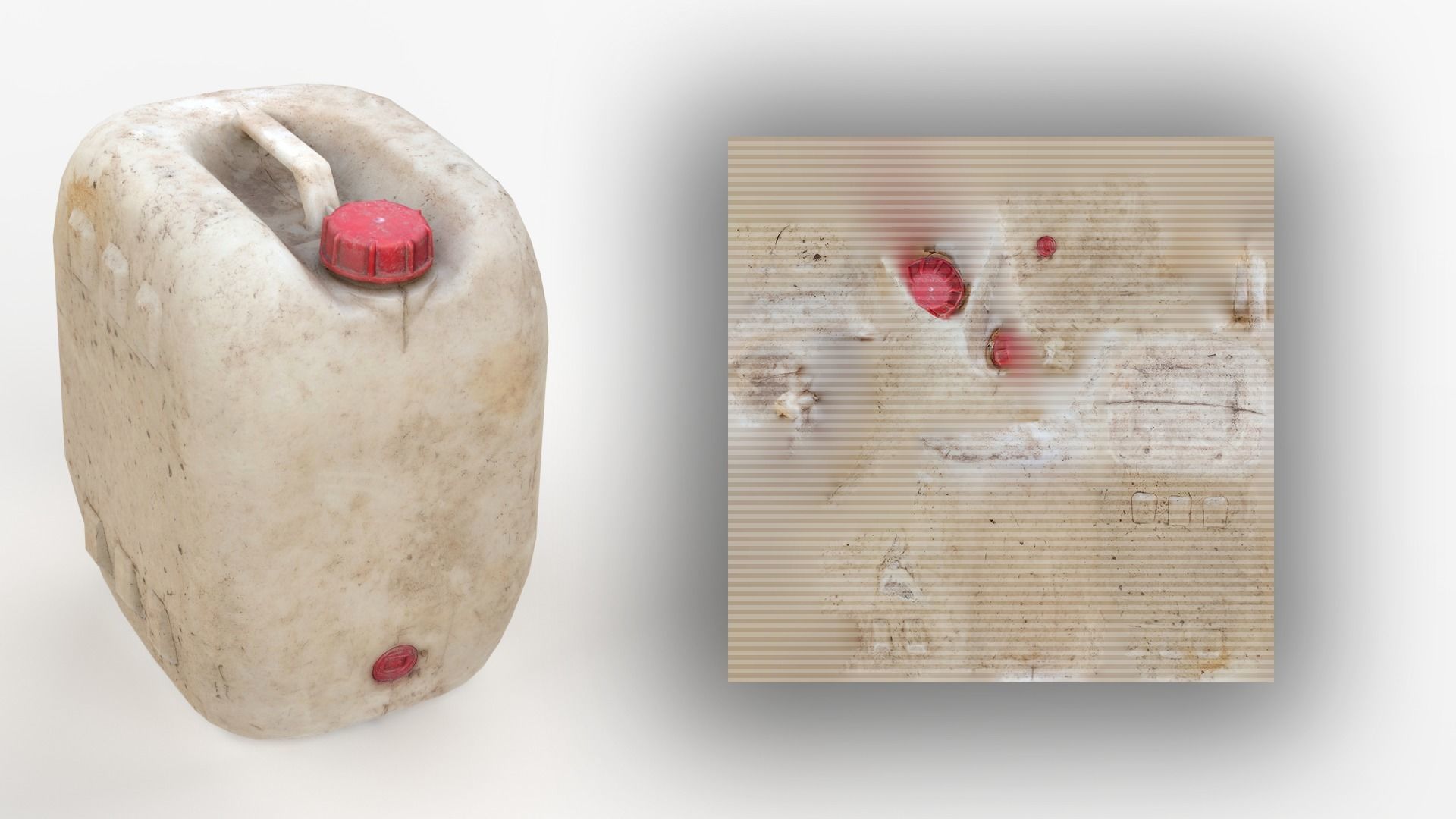 Plastic White Jerrycan 2 Red Cap Scan Low-poly 3D model_17