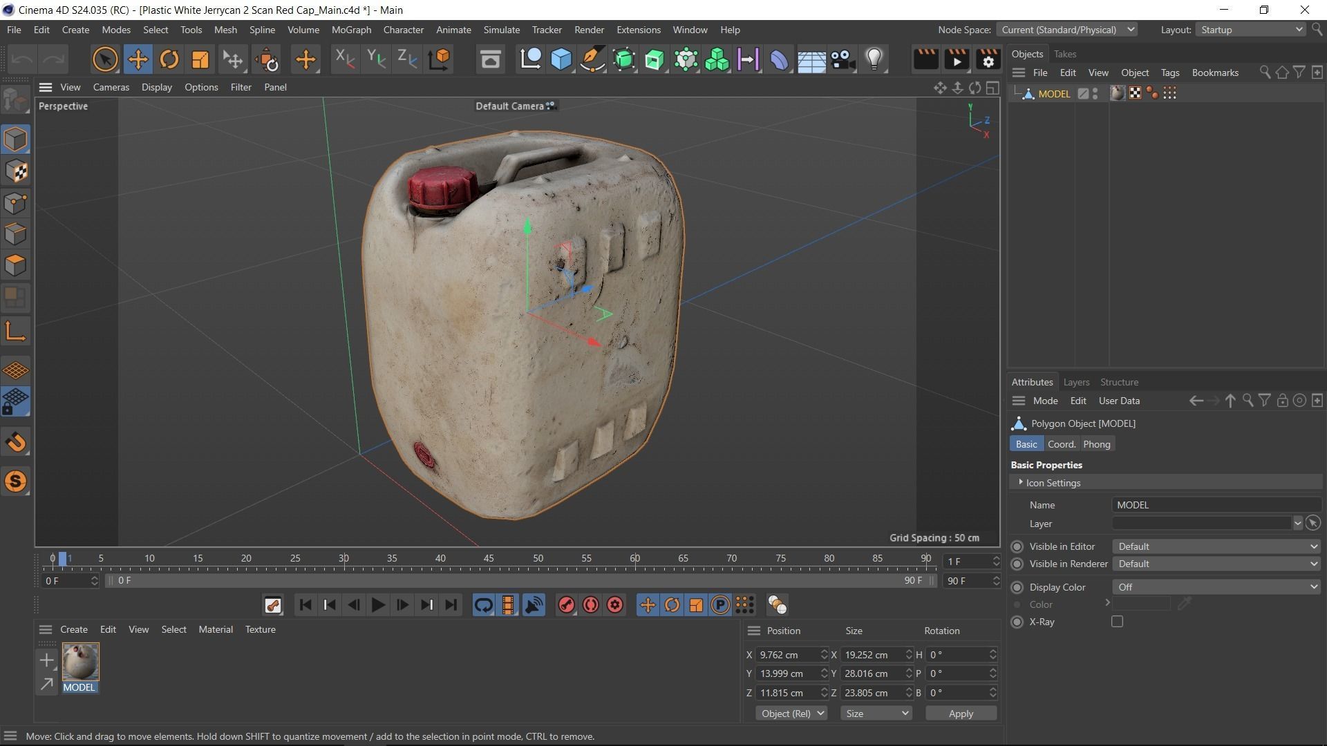 Plastic White Jerrycan 2 Red Cap Scan Low-poly 3D model_30