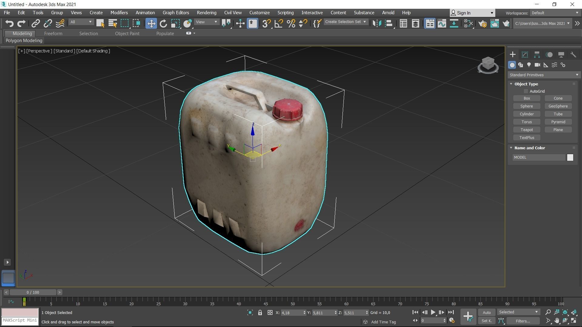 Plastic White Jerrycan 2 Red Cap Scan Low-poly 3D model_31
