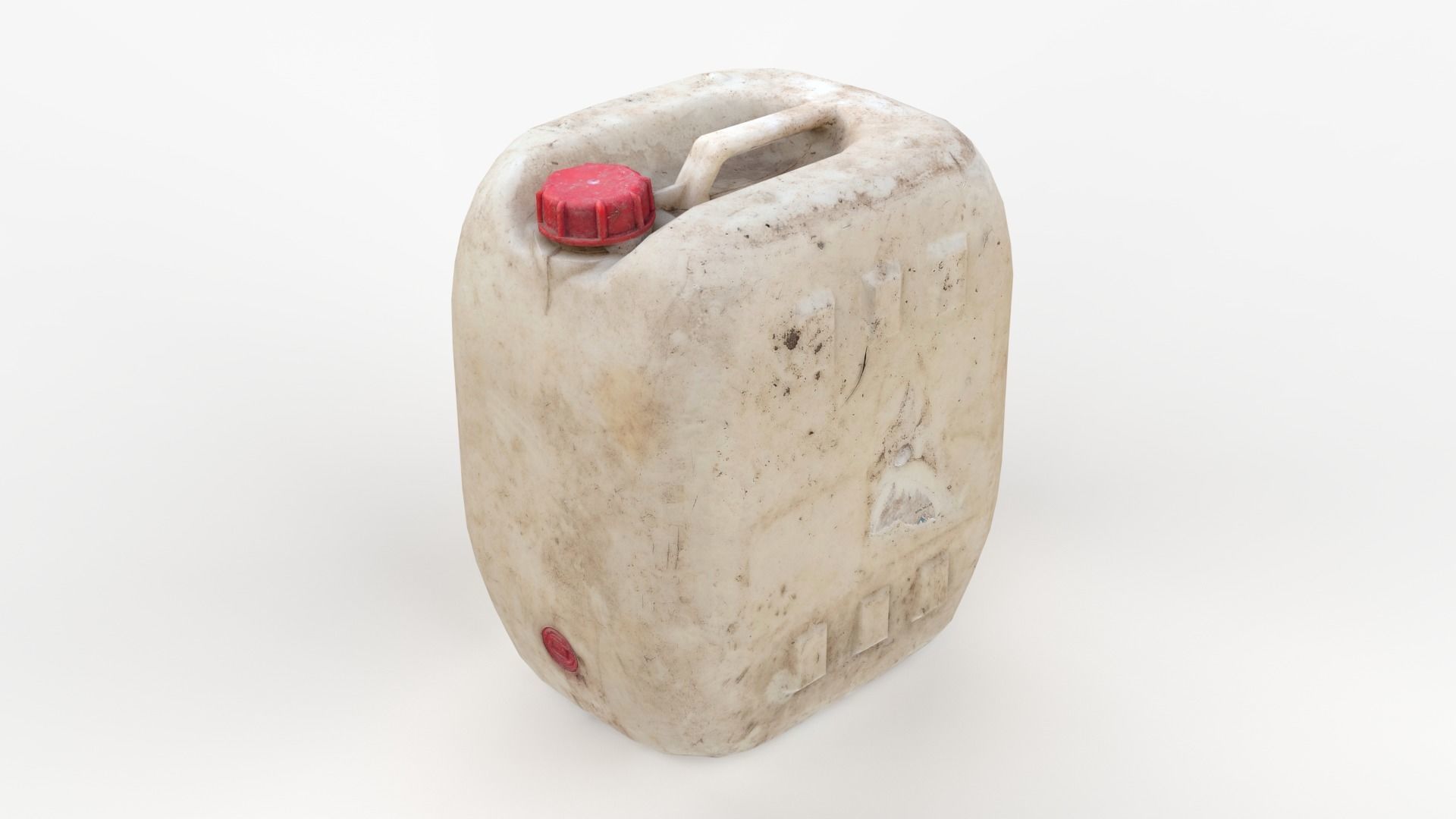 Plastic White Jerrycan 2 Red Cap Scan Low-poly 3D model_2