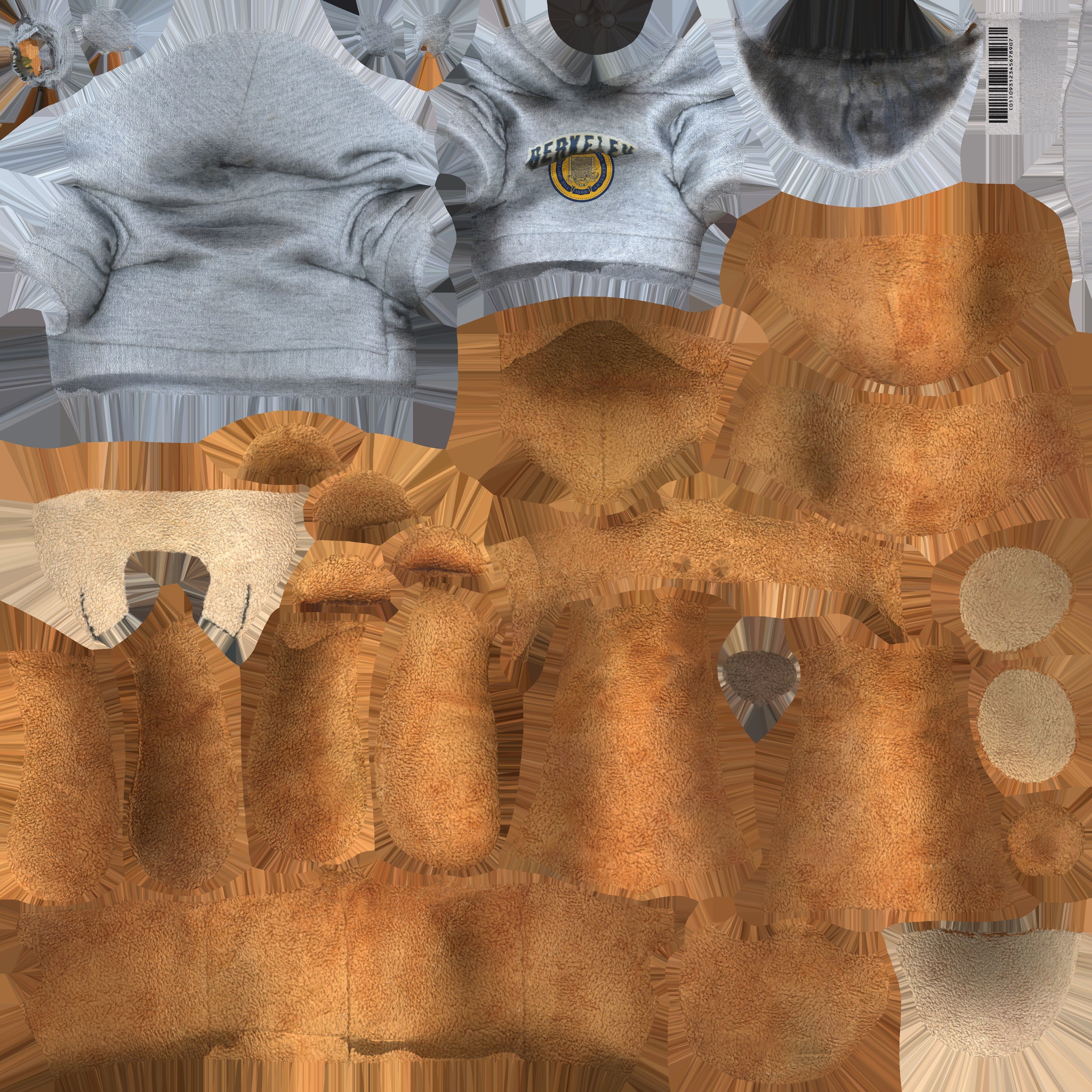 Game Ready Hoodie Teddy Bear Low-poly 3D model_19