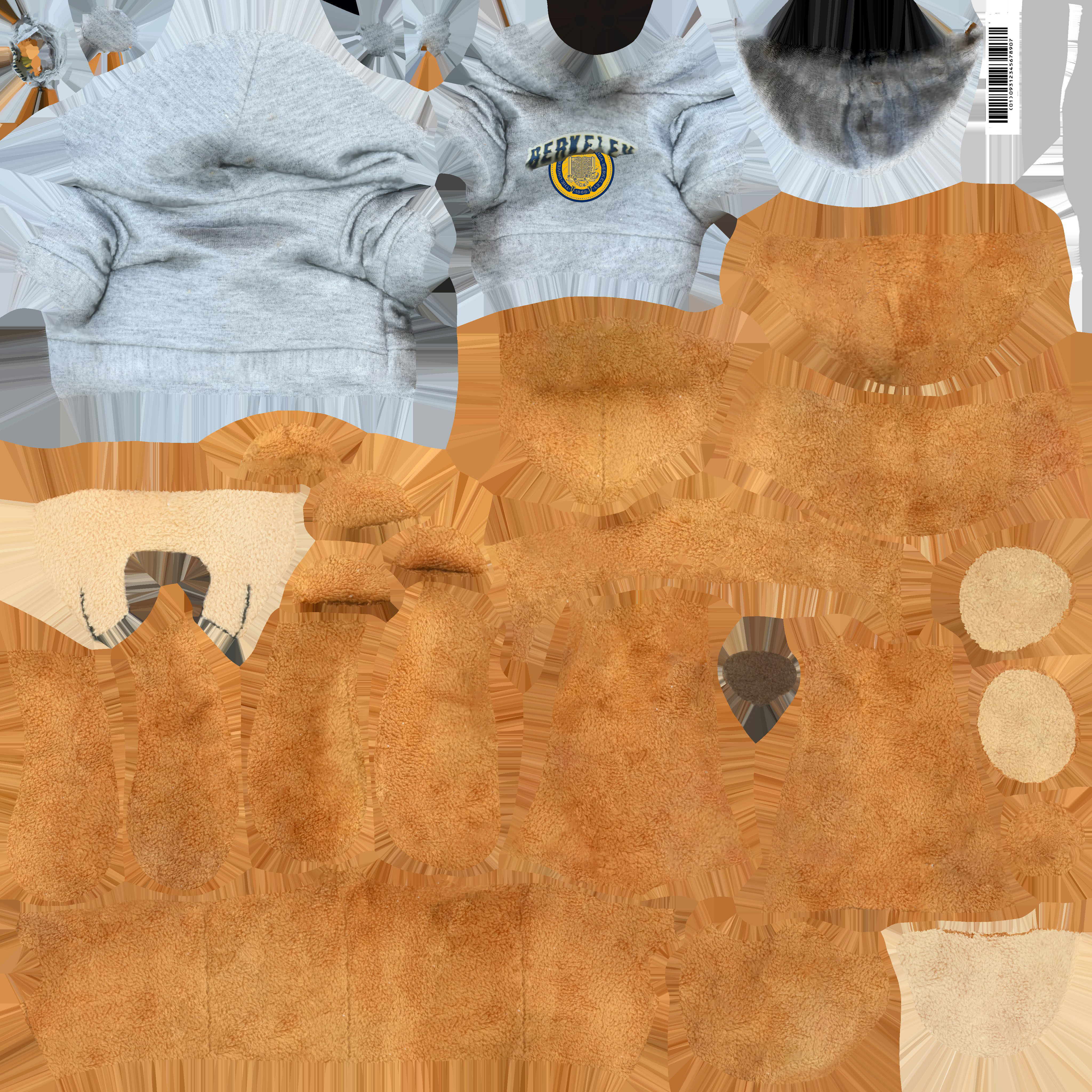 Game Ready Hoodie Teddy Bear Low-poly 3D model_18