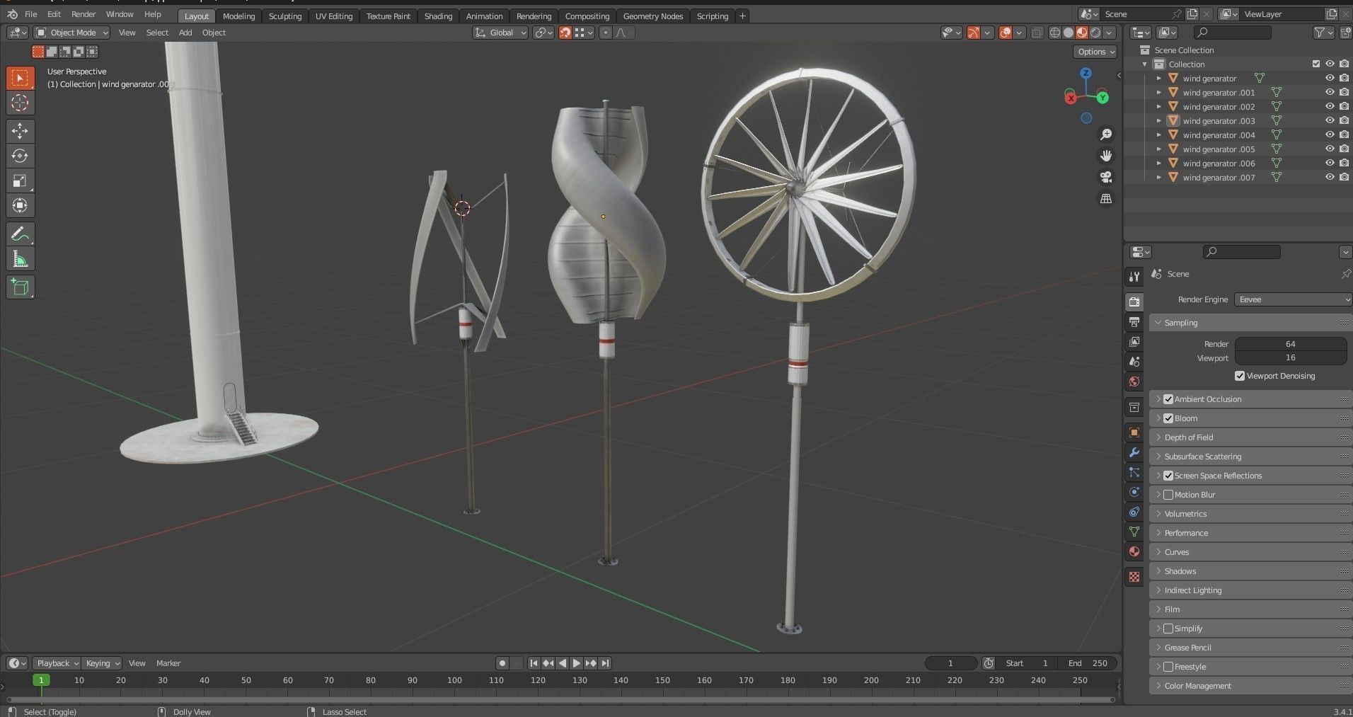 Wind Turbine Pack Low-poly 3D model_23