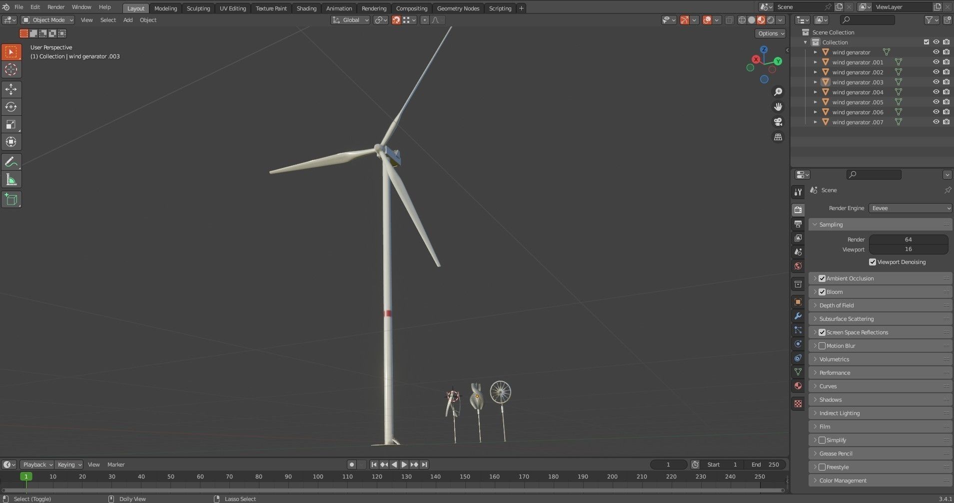 Wind Turbine Pack Low-poly 3D model_25