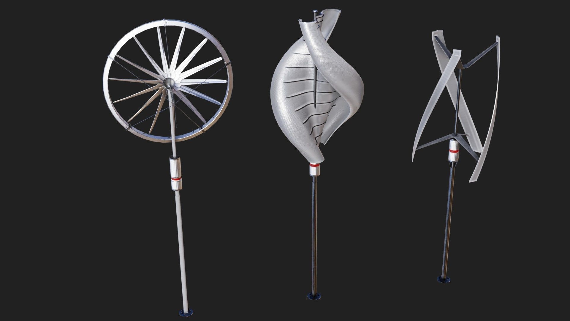 Wind Turbine Pack Low-poly 3D model_15