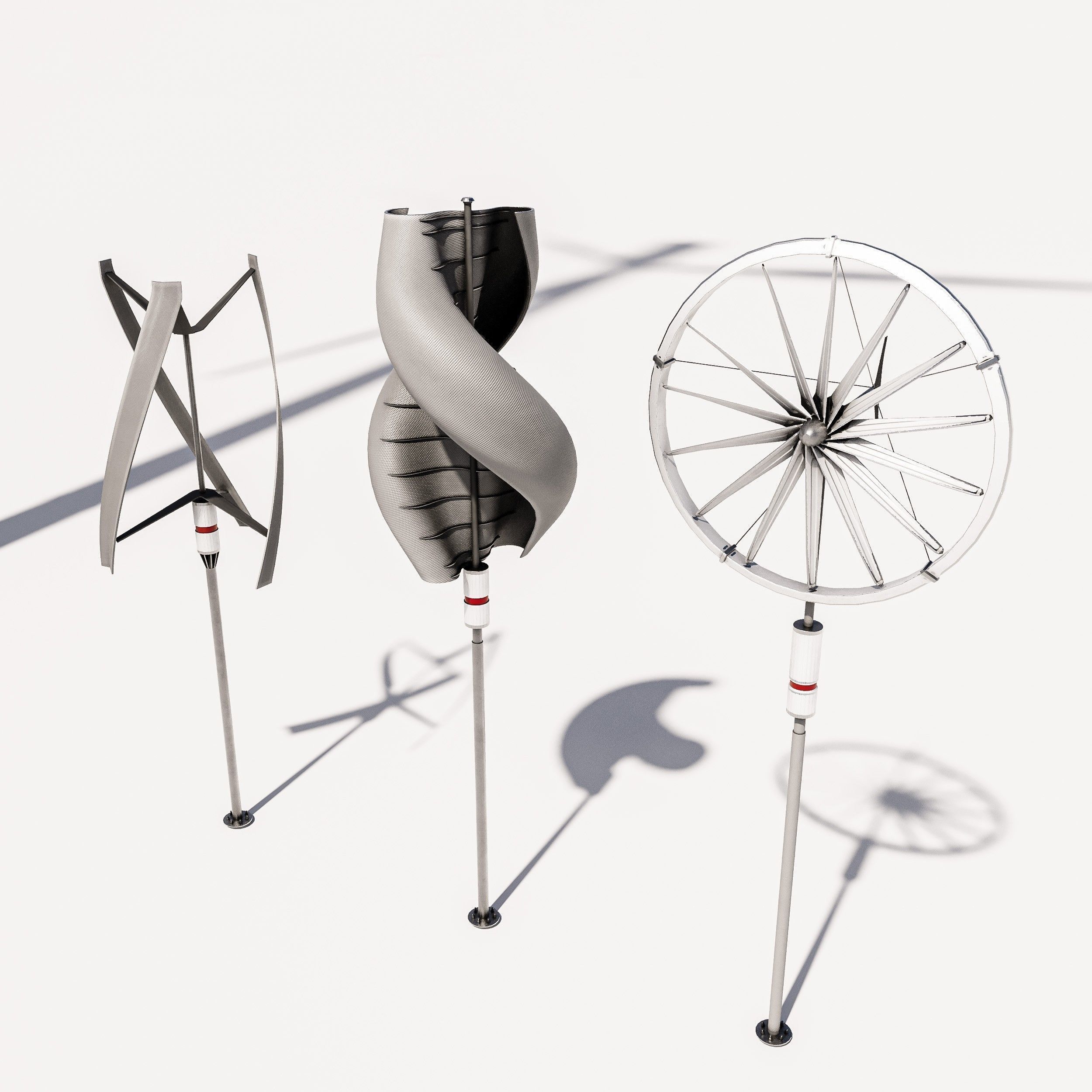 Wind Turbine Pack Low-poly 3D model_1