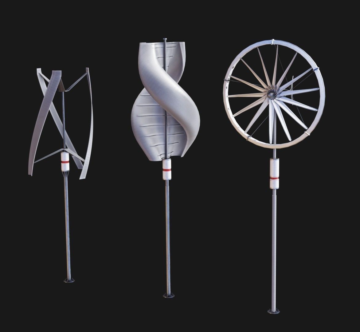 Wind Turbine Pack Low-poly 3D model_9