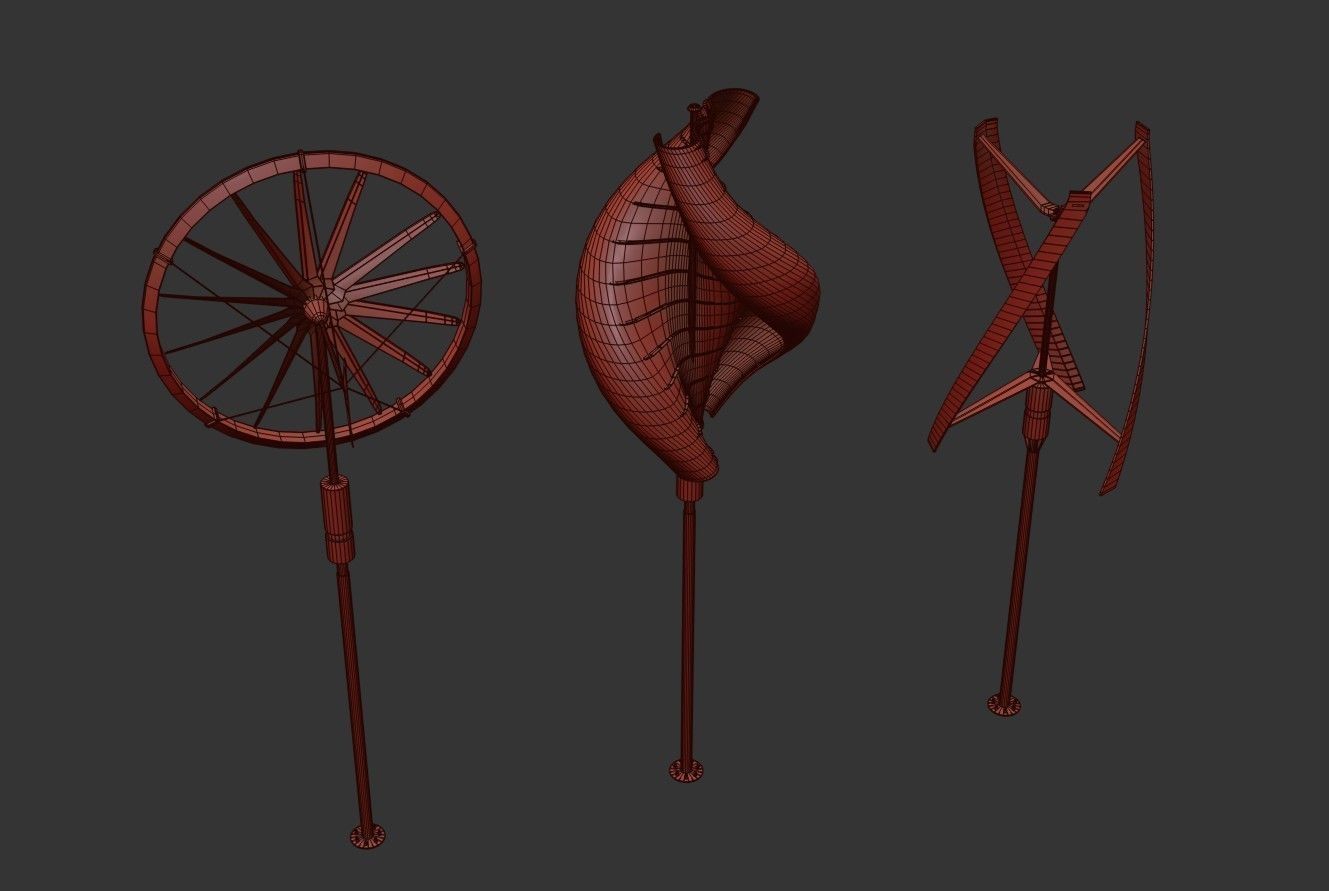 Wind Turbine Pack Low-poly 3D model_30