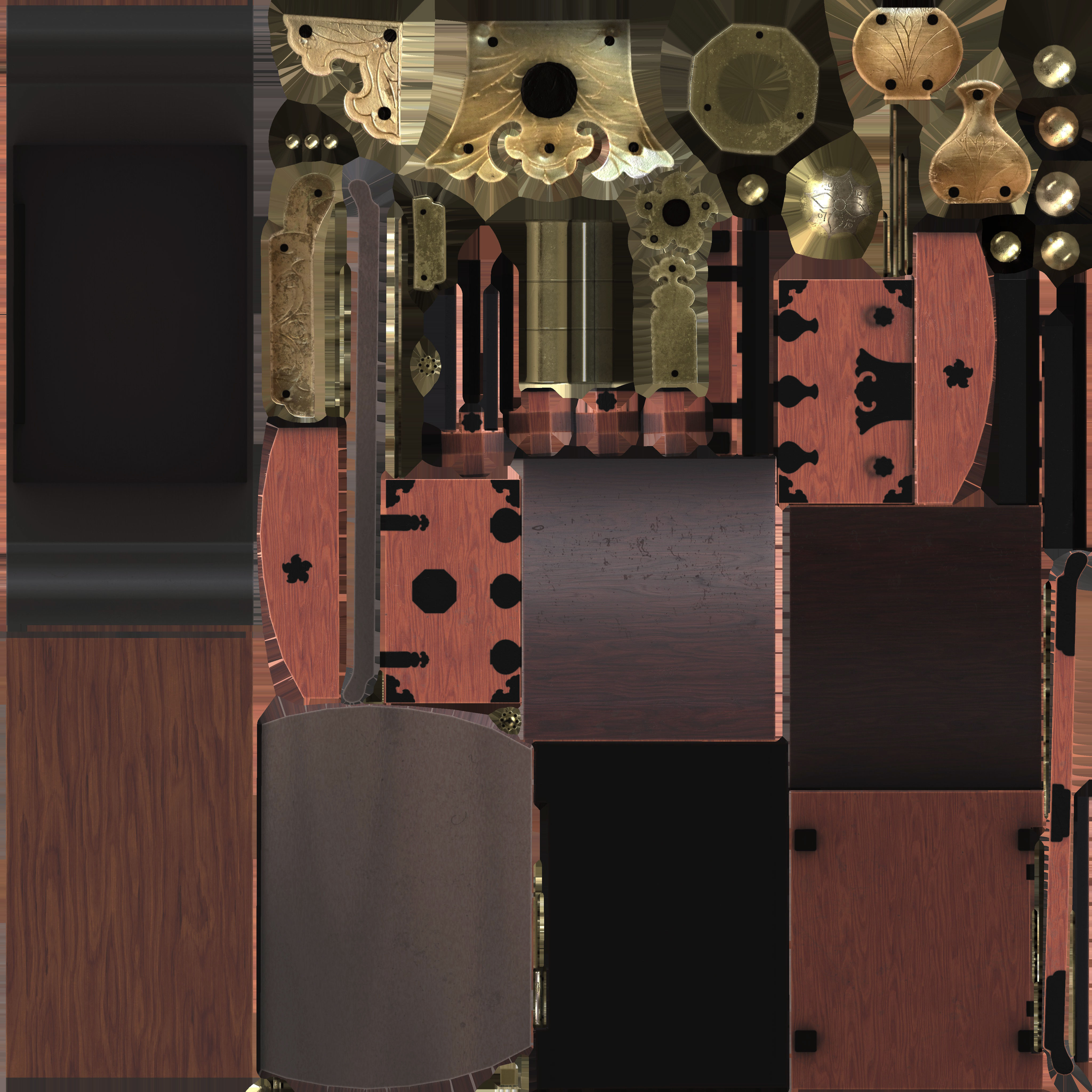 Game Ready Traditional Korean Desk Low-poly 3D model_18