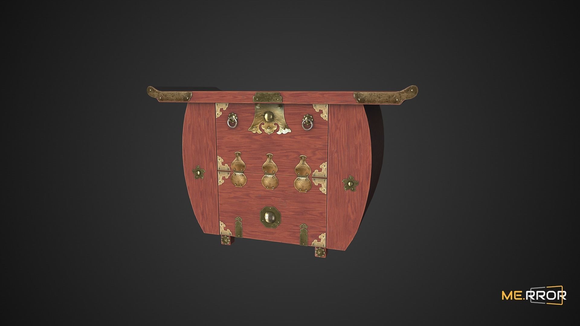 Game Ready Traditional Korean Desk Low-poly 3D model_8