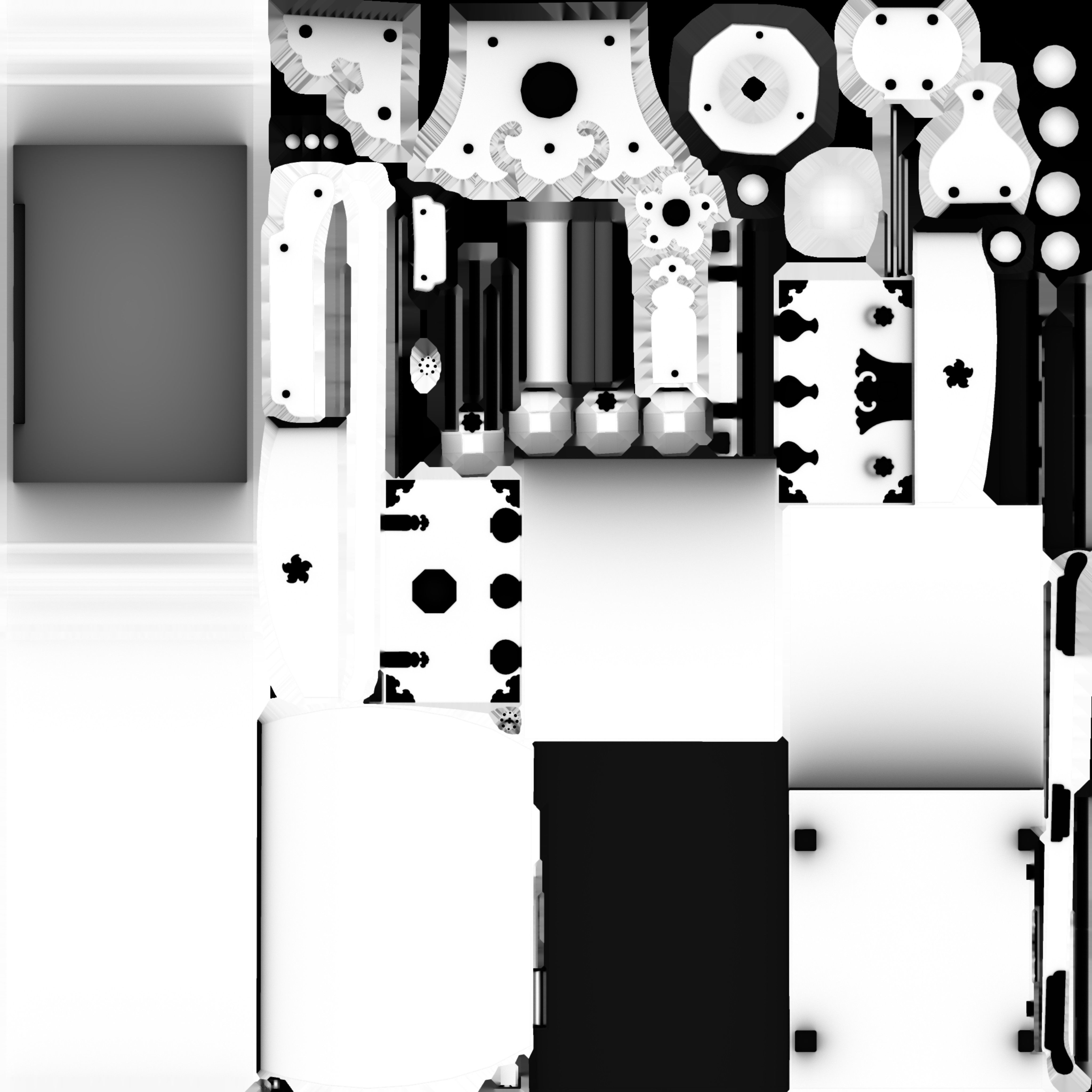 Game Ready Traditional Korean Desk Low-poly 3D model_13