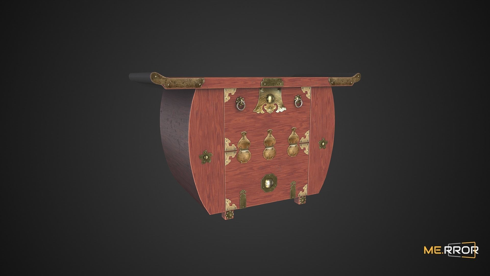 Game Ready Traditional Korean Desk Low-poly 3D model_7