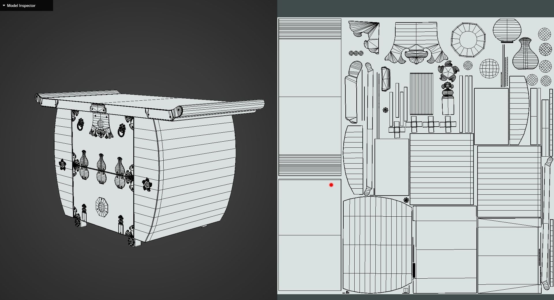 Game Ready Traditional Korean Desk Low-poly 3D model_12