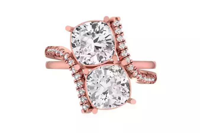 Women Cushion Stone Ring 3dm STL OBJ FBX Renders Details 3D print model