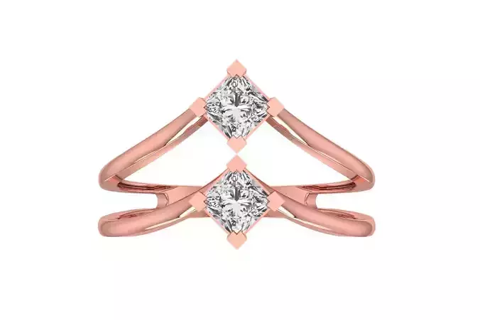  Double Band Princess Stone Ring 3dm STL OBJ FBX Renders Details 3D print model