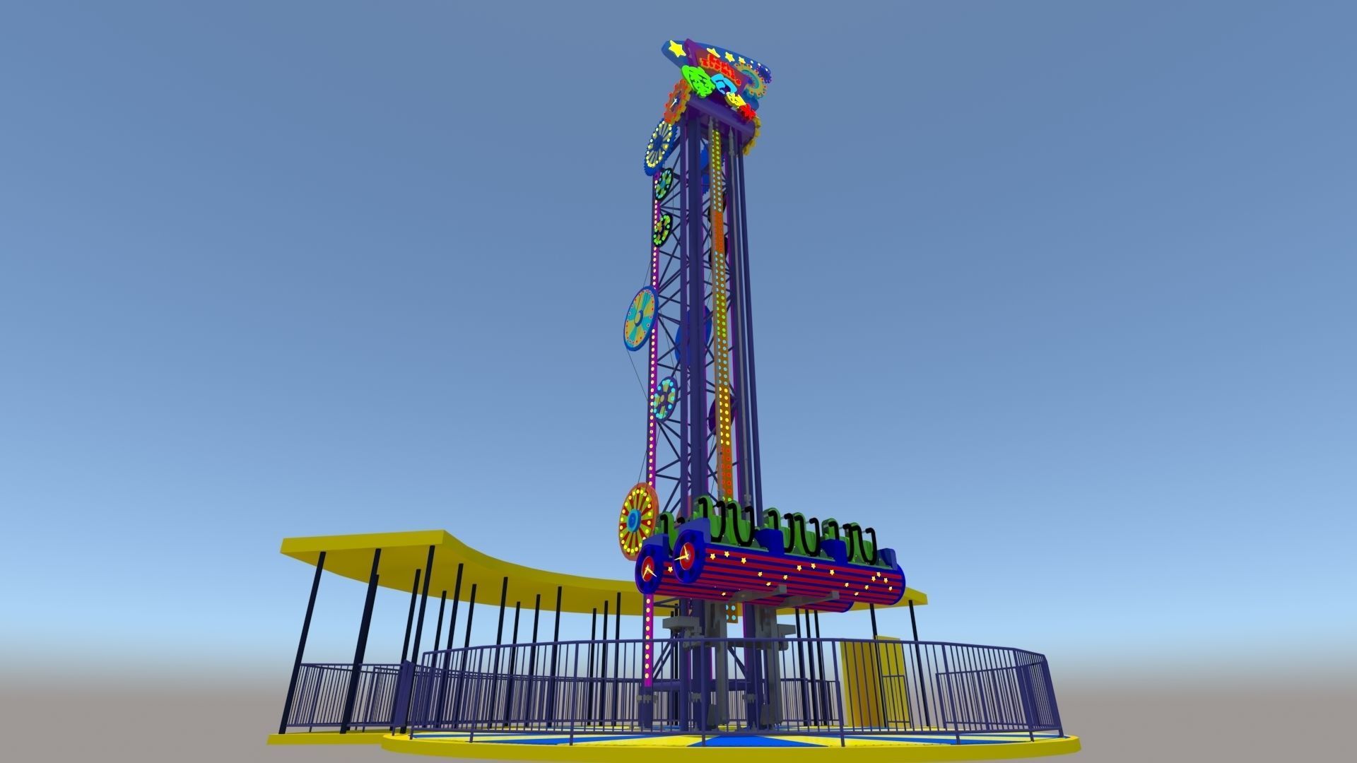 Jump Frog Drop Tower 3D model_1