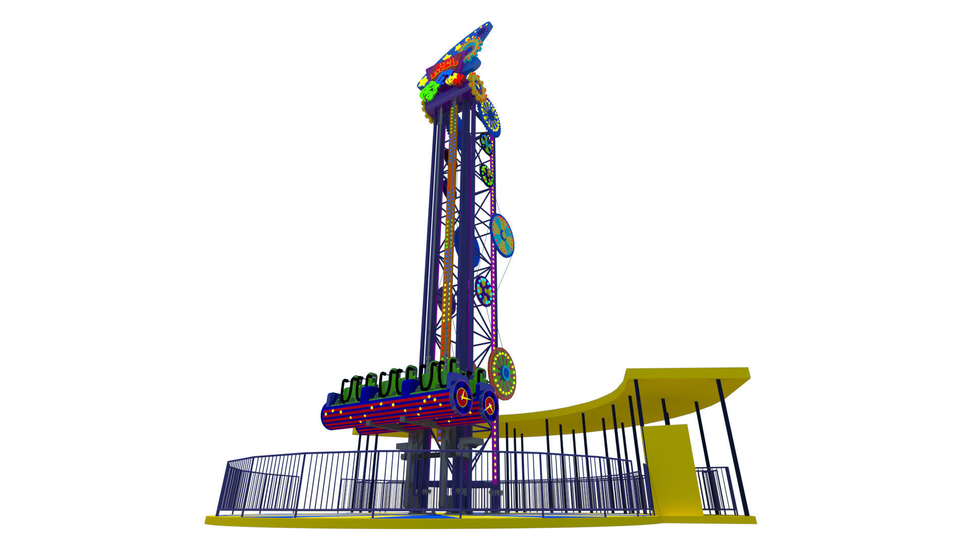 Jump Frog Drop Tower 3D model_4