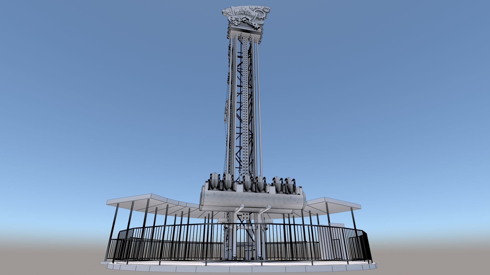 Jump Frog Drop Tower 3D model_8