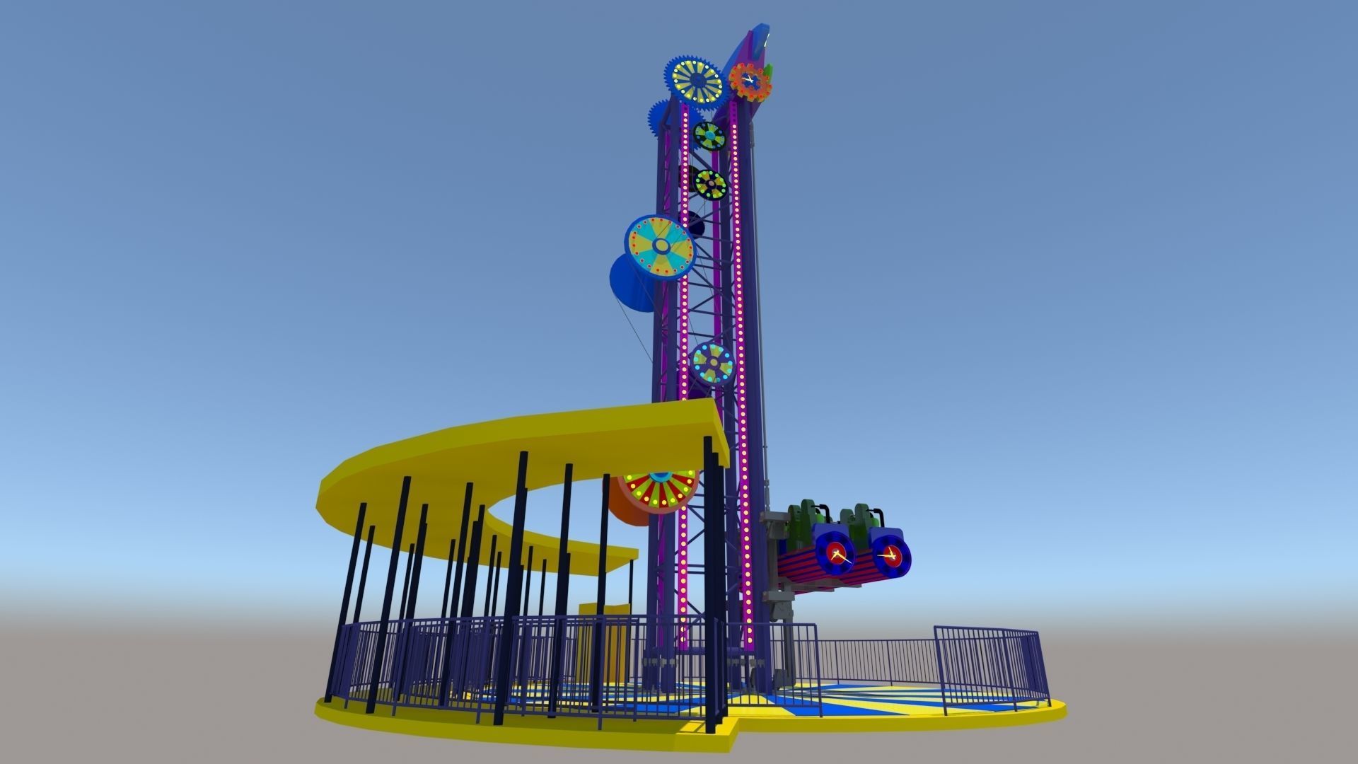 Jump Frog Drop Tower 3D model_3