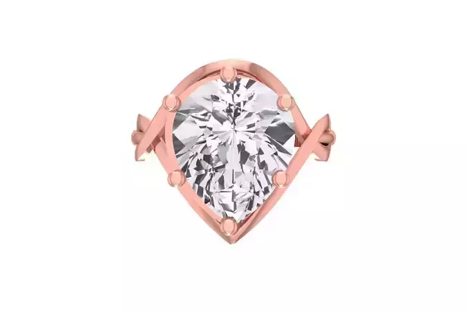 Women Pear Stone Ring 3dm STL OBJ FBX Renders Details 3D print model