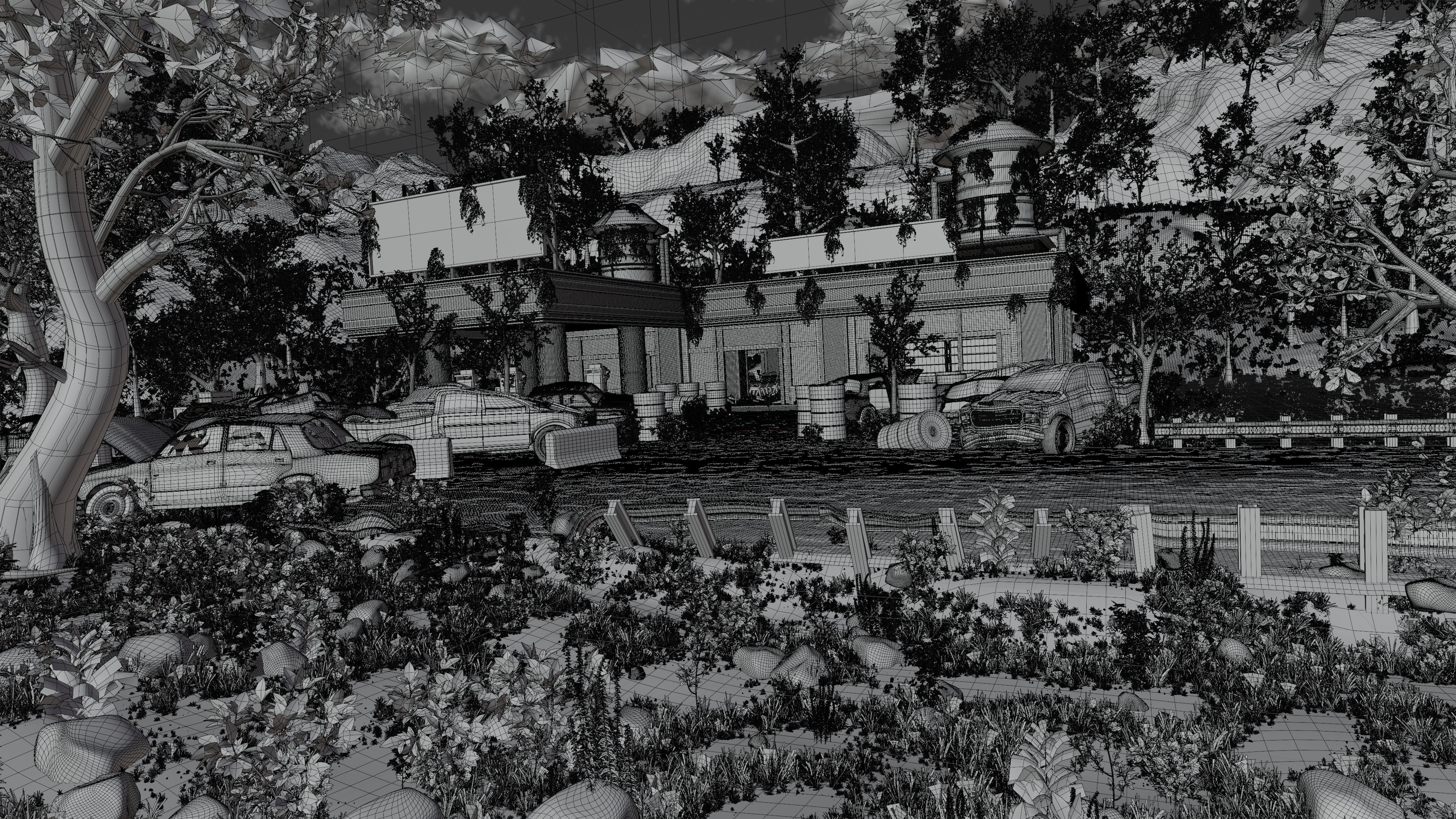 Abandoned Gas Station Scene 3D model_15